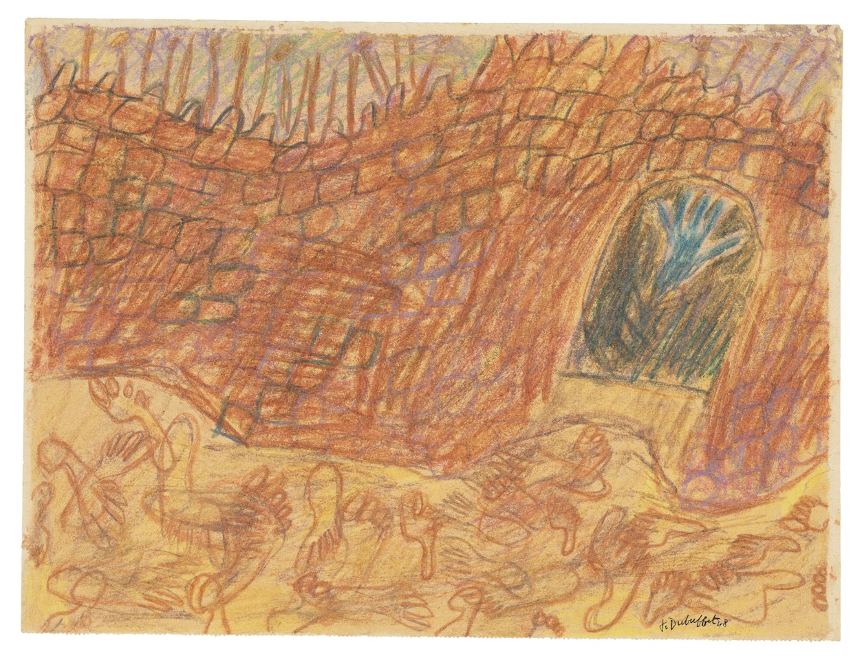 Porte de l'oasis avec traces de pas by Jean Dubuffet