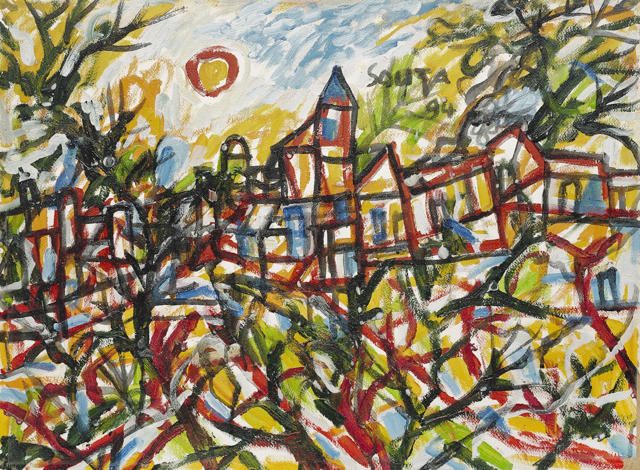 Untitled (Landscape with Sun) by Francis Newton Souza
