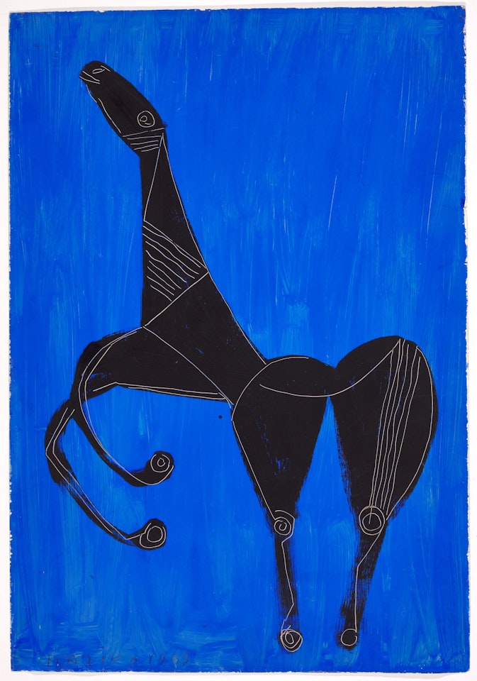 Cavallo su sfondo blu (Horse on Blue Background) by Marino Marini