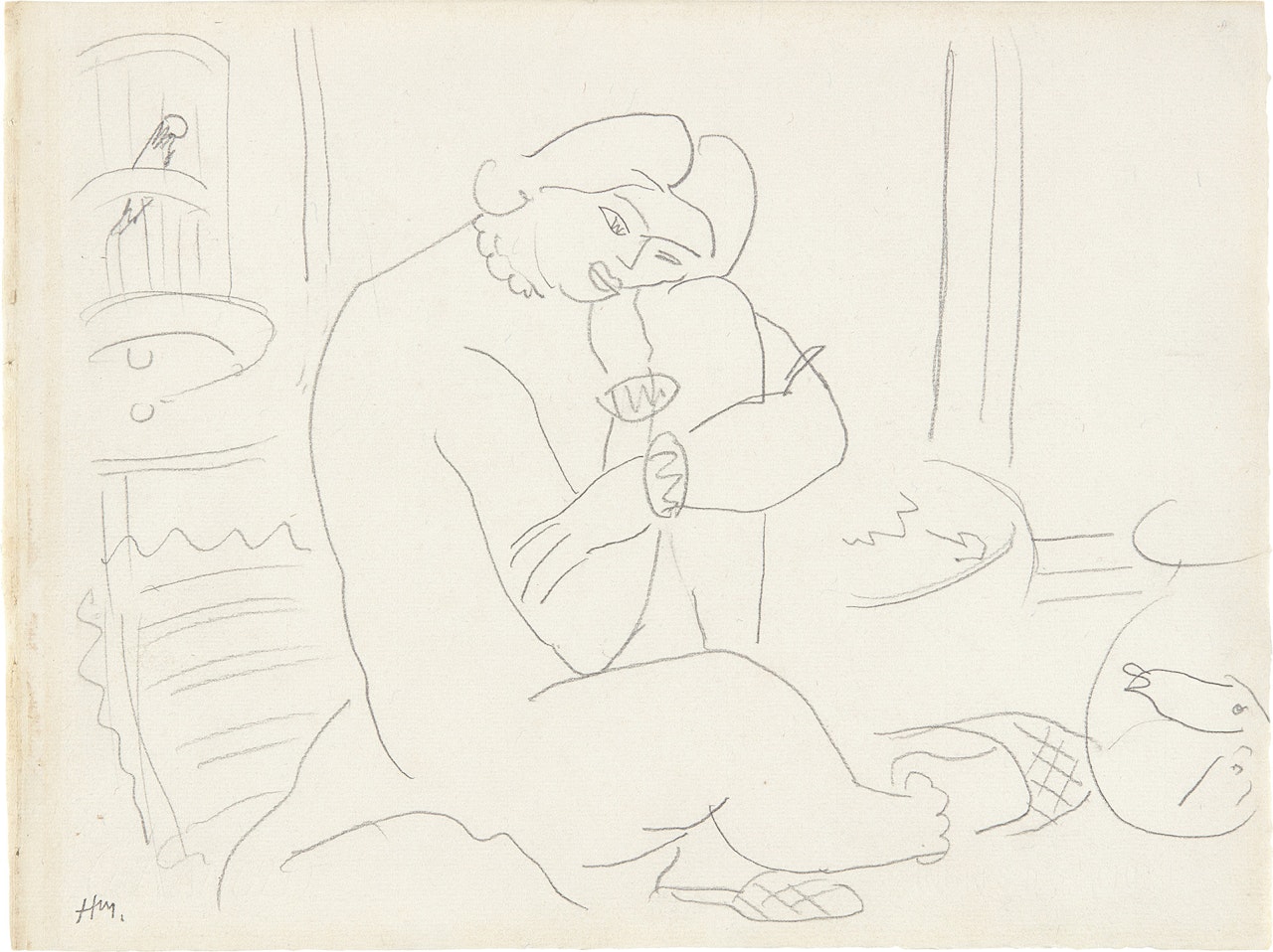 Femme assise au Bocal de Poissons by Henri Matisse