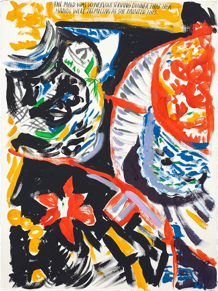 Untitled (THE MAID WAS SO NERVOUS SERVING DINNER THAT HER HANDS WERE TREMBLING AS SHE PAINTED THIS.) by Raymond Pettibon