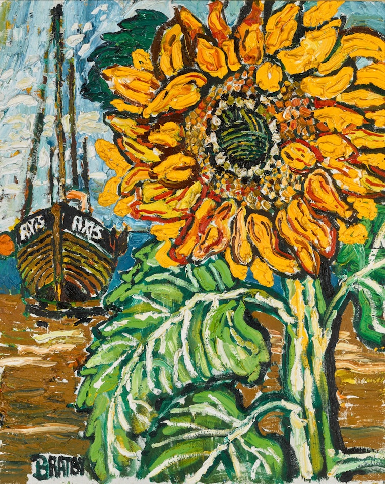 Untitled (Large Sunflower and Boat) by John Bratby