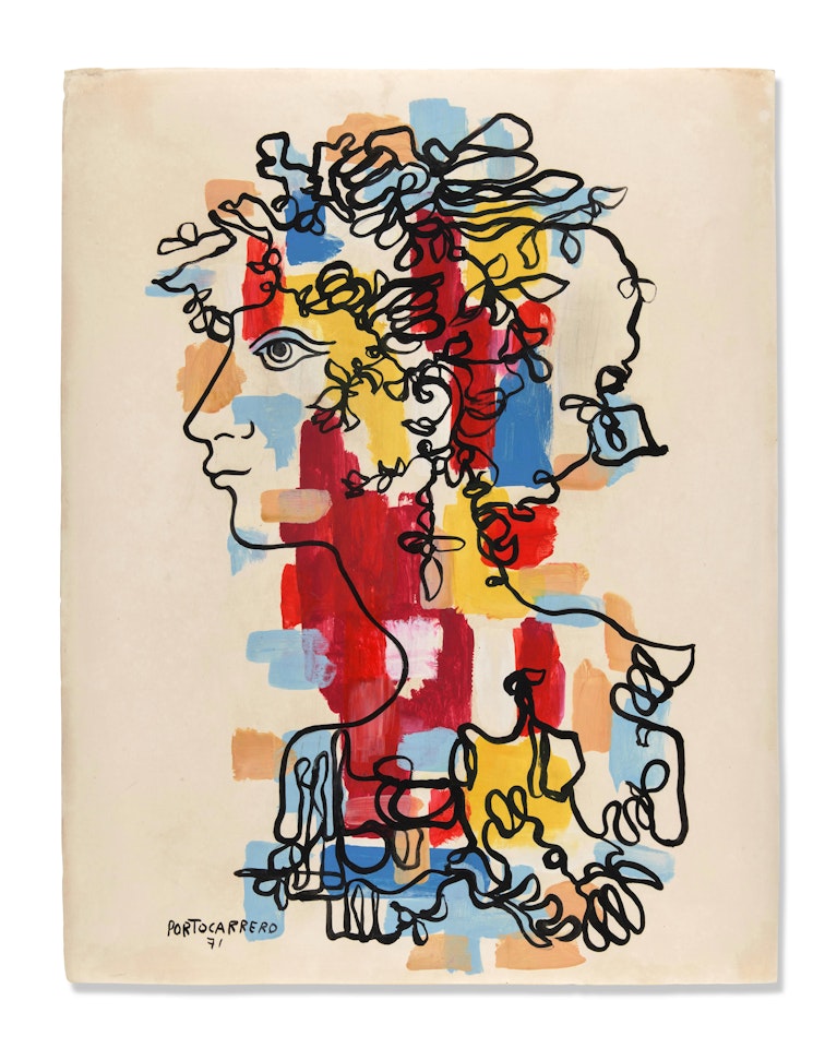 Mujer ornamentada  23 x 17 15/16 in (58.4 x 45.5 cm) by René Portocarrero