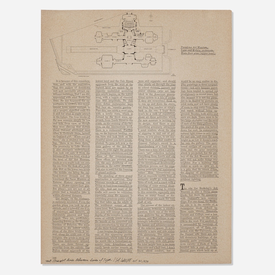 Not Straight Lines Between Lines of Type by Sol LeWitt