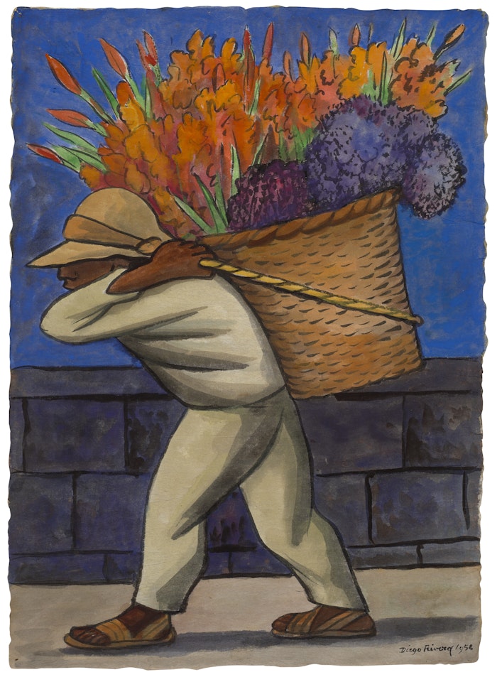 Cargador de flores andando (El vendedor de gladiolas y hortensias) by Diego Rivera