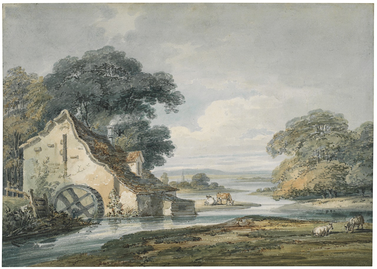 A riverside cottage, said to be a watermill by Thomas Girtin