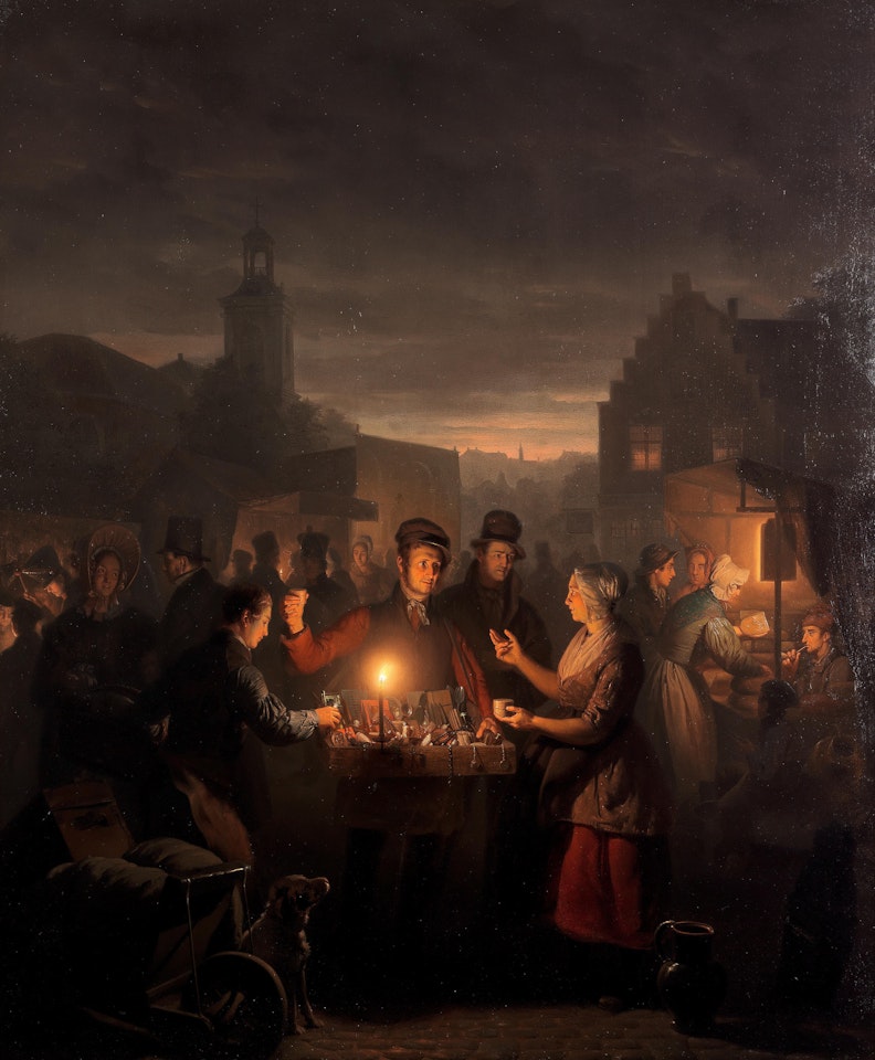 The Noordermarkt by Night, Amsterdam by Petrus van Schendel