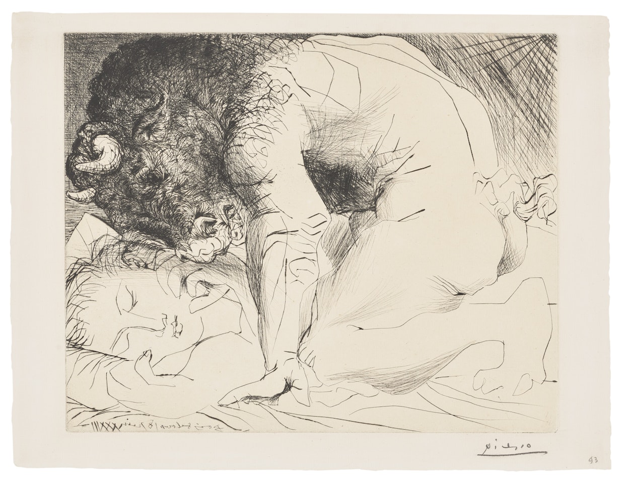 Minotaure caressant une dormeuse, from: La Suite Vollard by Pablo Picasso