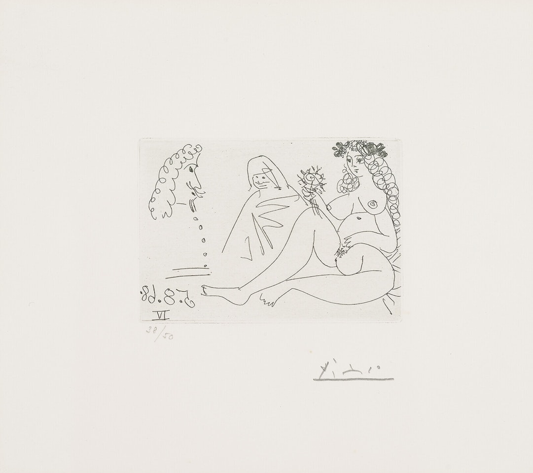 Femme blonde à la fleur, from: Séries 347 by Pablo Picasso