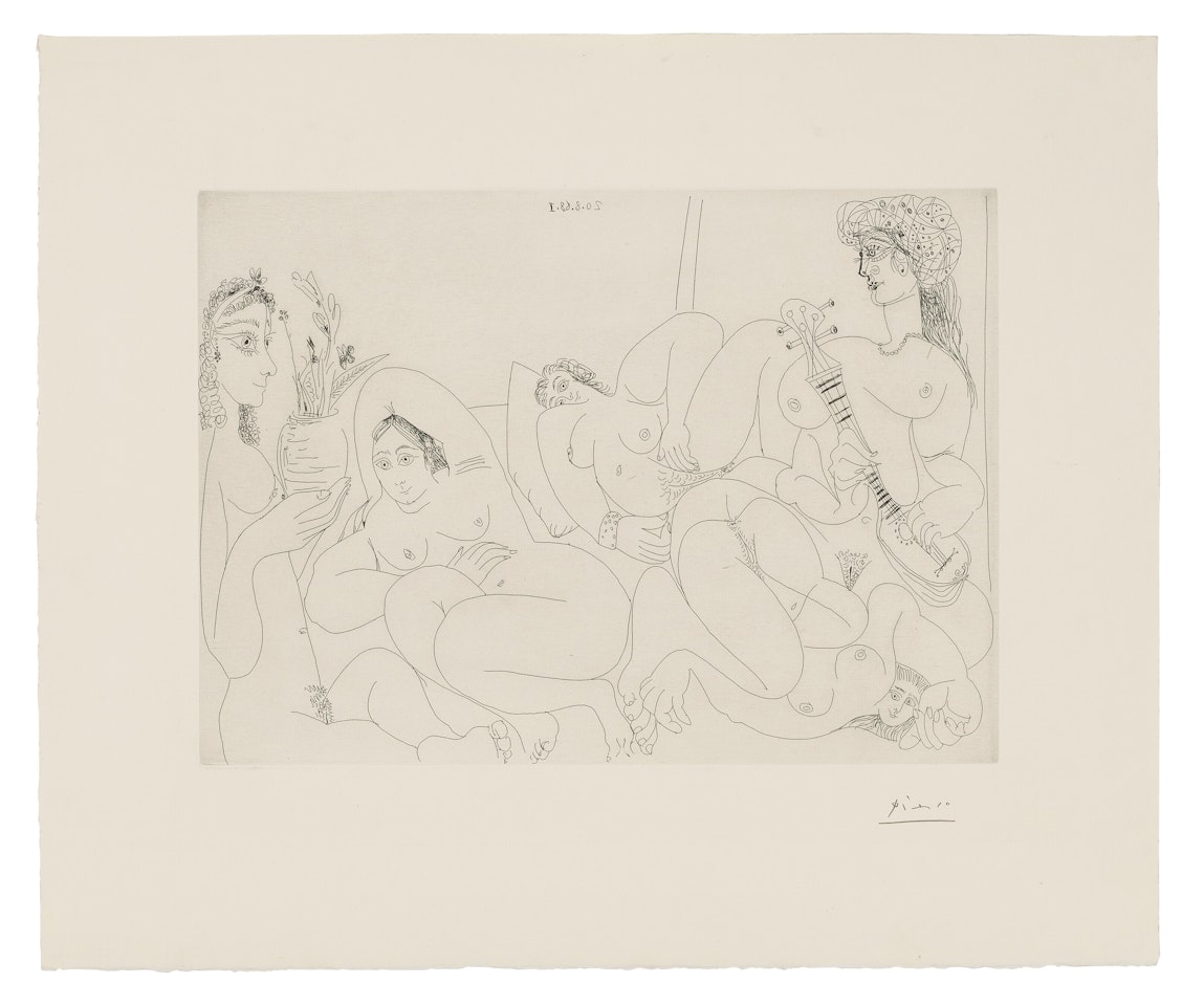 Clin d'oeil au bain turc. Femmes Faisant la Sieste au Soleil, from: Series 347 by Pablo Picasso