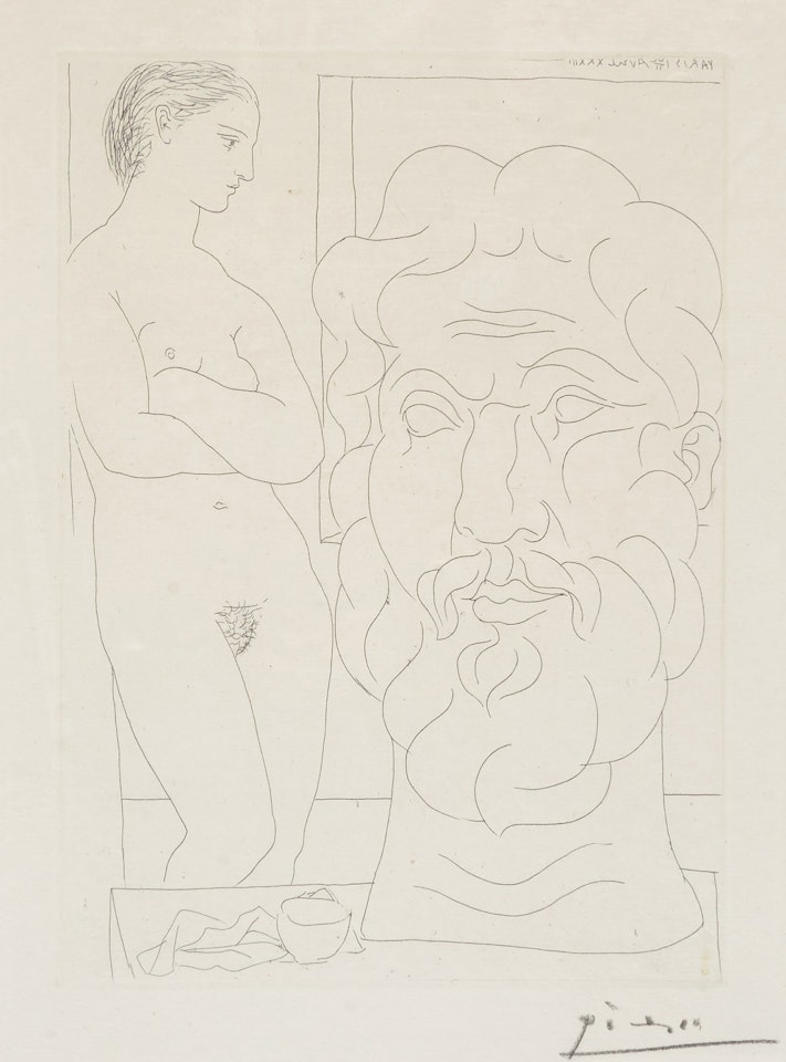 Modèle et Grande Tête Sculptée (B. 170; Ba. 232) by Pablo Picasso