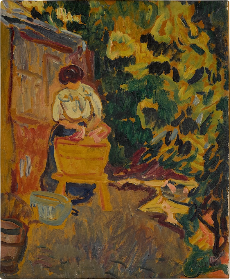 Une Femme faisant sa lessive dans un Jardin by Louis Valtat