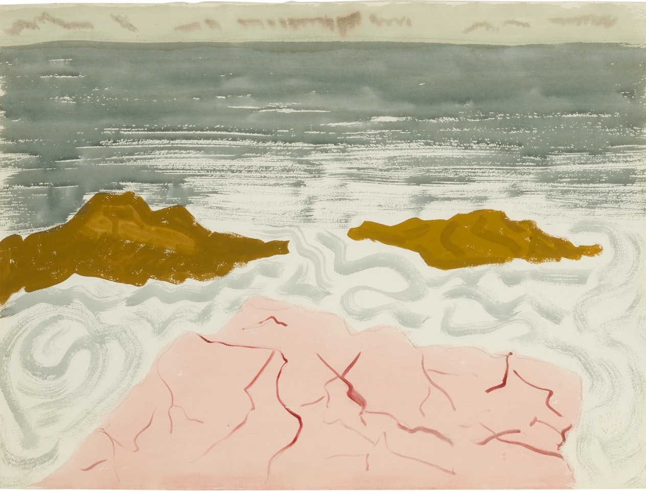 Pink and Mustard Rocks by Milton Avery