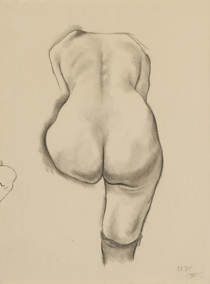 Weiblicher Rückenakt Mit Schwarzem Strumpf by George Grosz