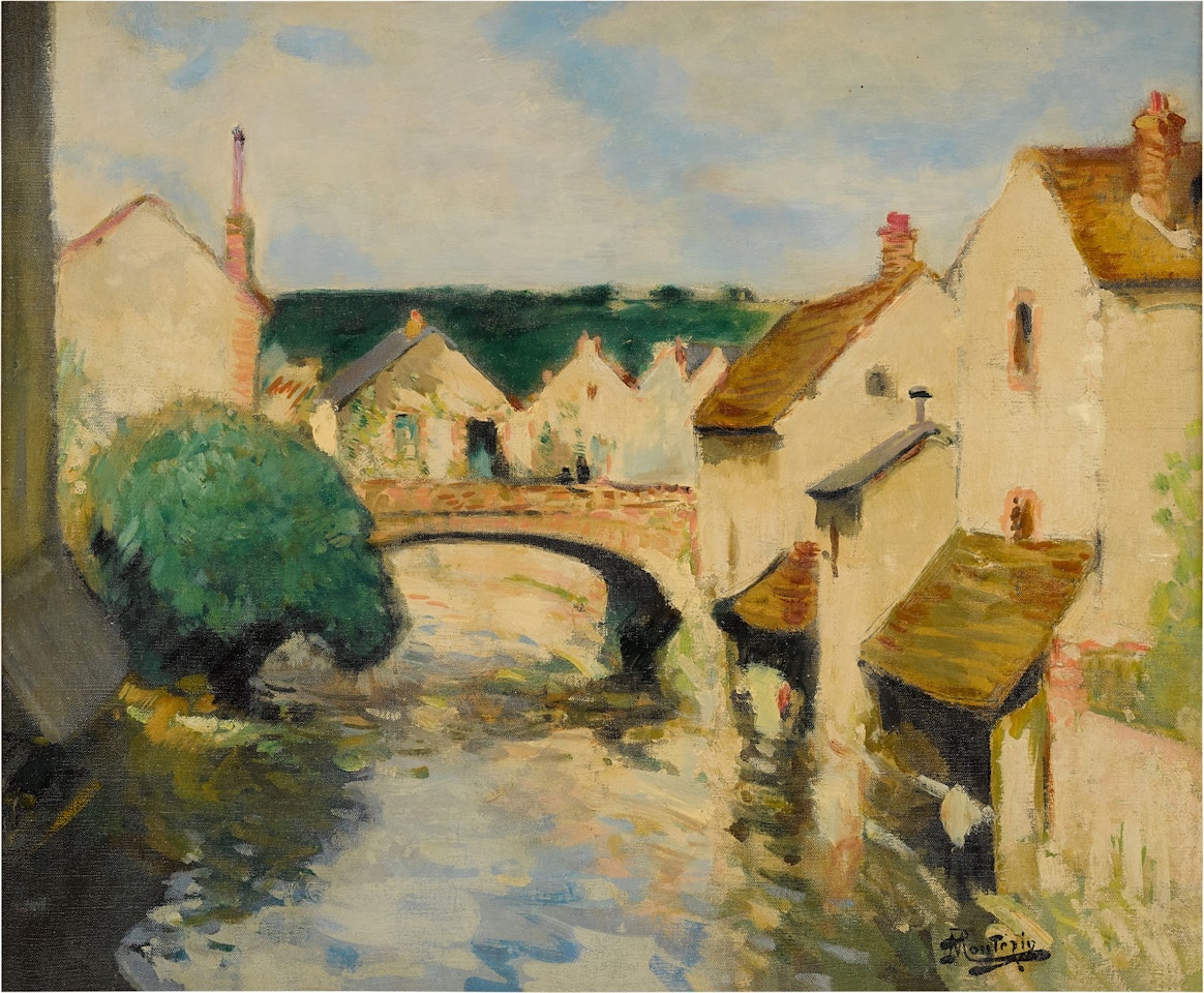 Lavoirs au bord de la rivière by Pierre Eugène Montezin