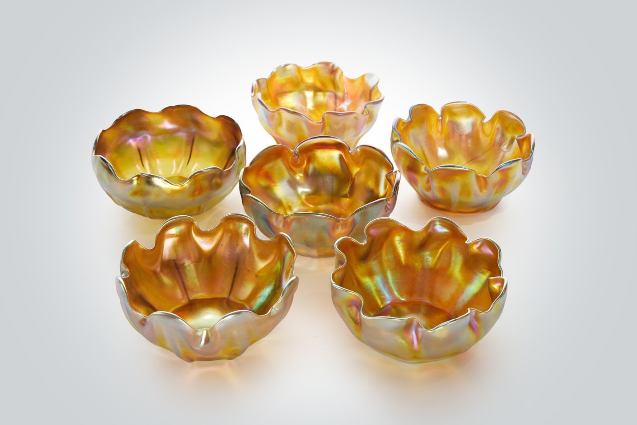 Set of Six Finger Bowls by Tiffany Studios