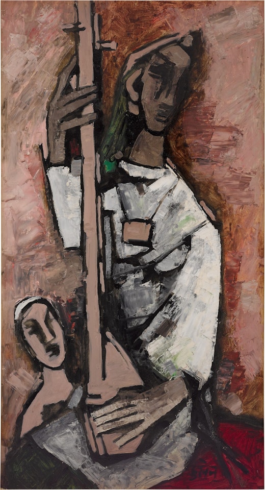 Untitled (Woman with Instrument) by M.F. Husain