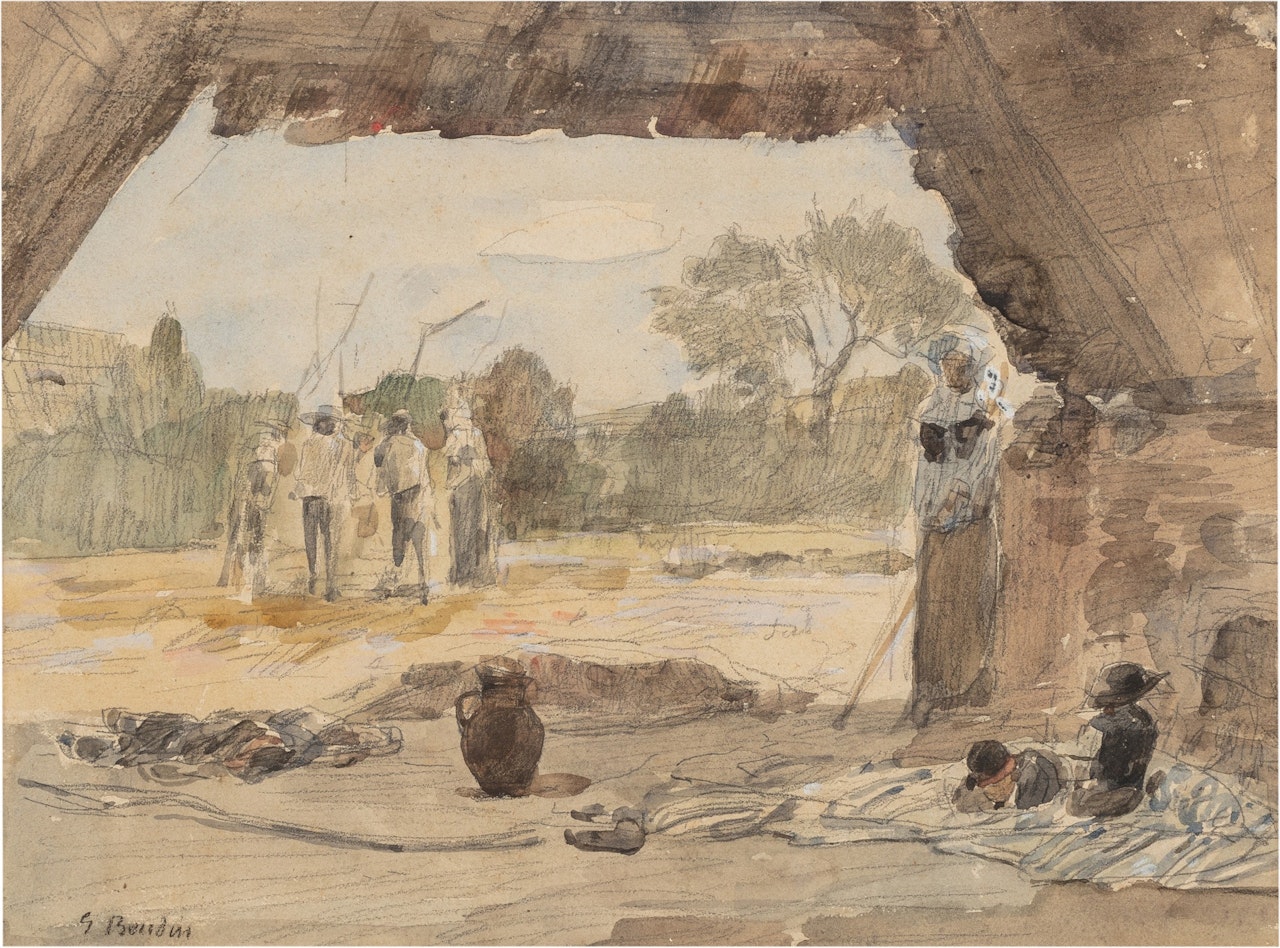 Bretagne. La ferme by Eugène Boudin