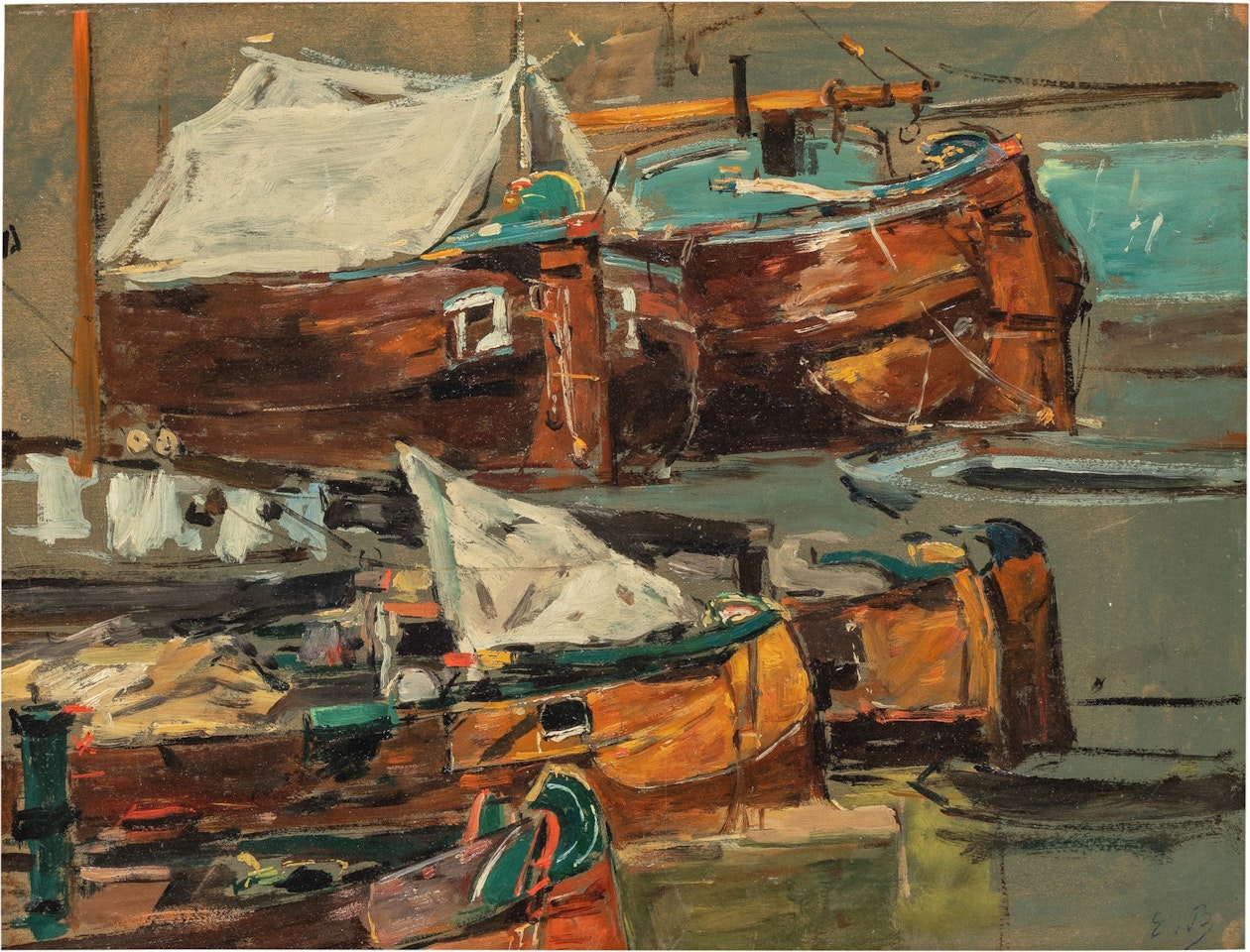 Bateaux de pêche by Eugène Boudin