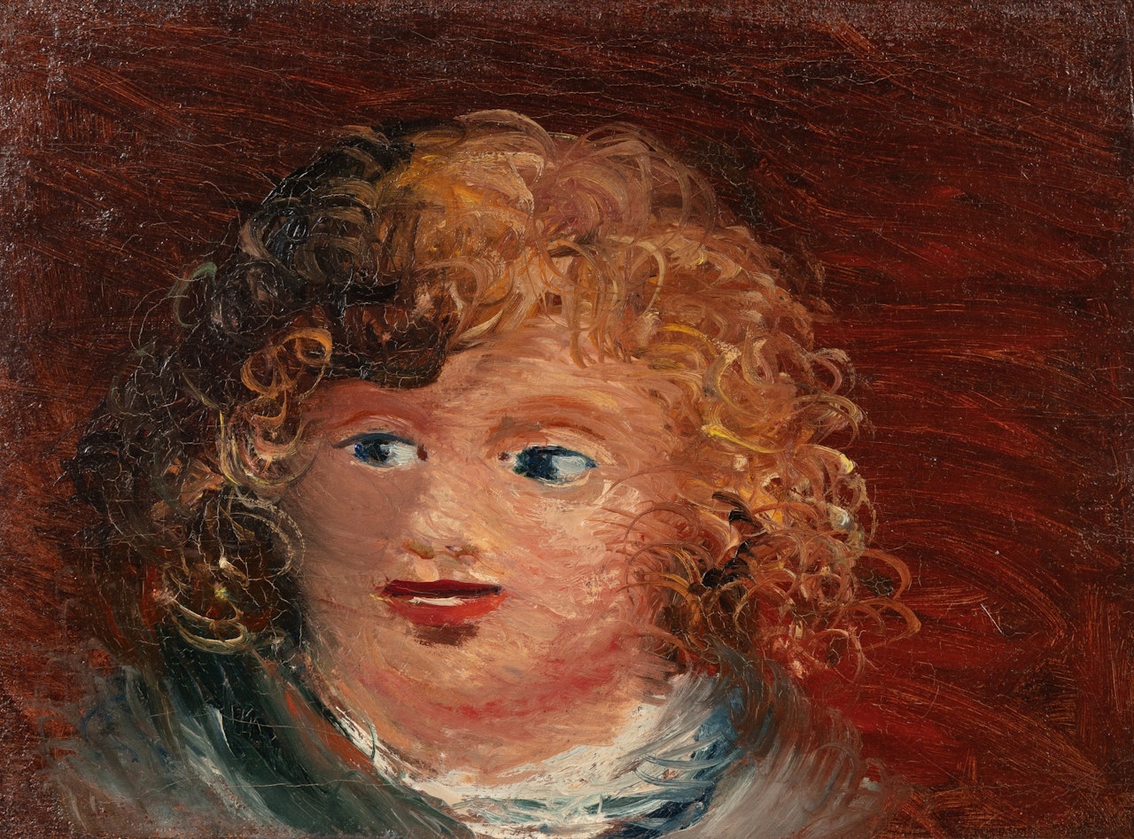 Portrait de Boby aux cheveux frisés, col bleu by Andre Derain