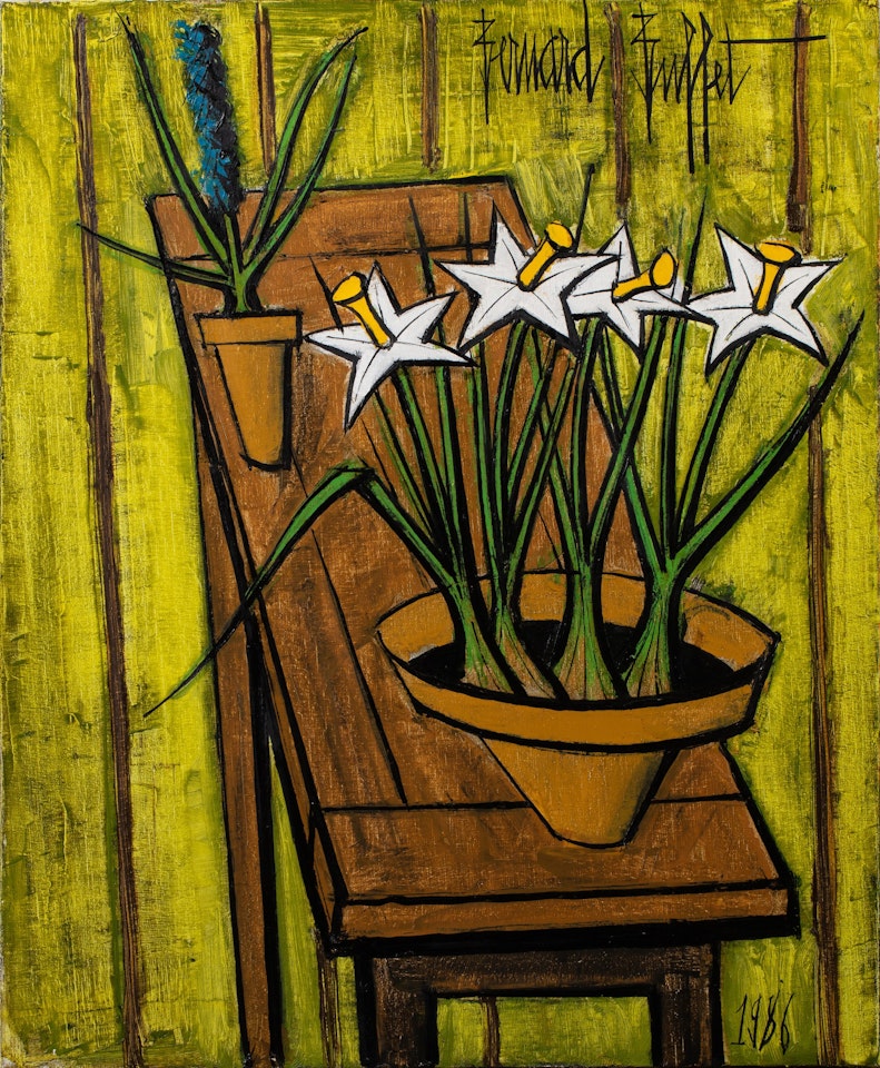 Quatre jonquilles dans un pot by Bernard Buffet