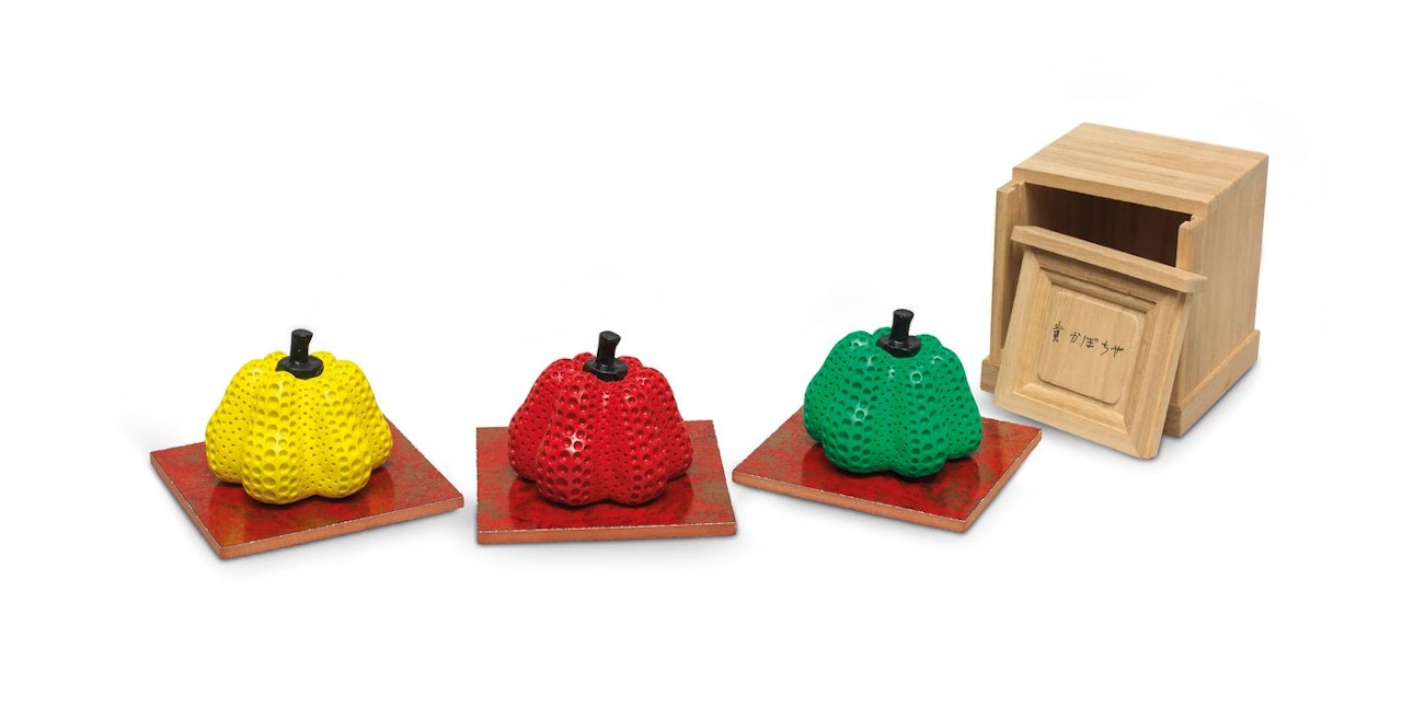 Pumpkins (Yellow, Red, Green) (a set of 3) by Yayoi Kusama