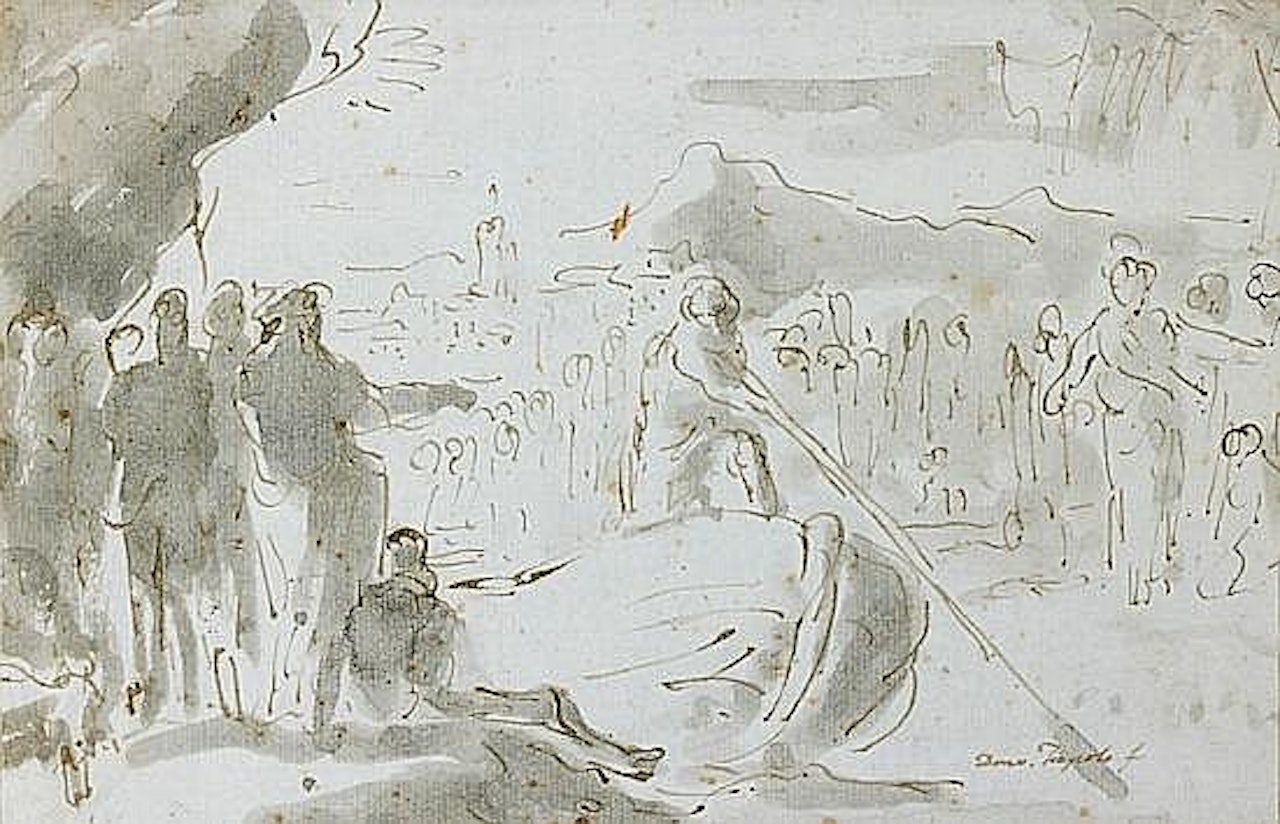 Jésus au lac de Genezareth avant de monter dans la barque de Simon pour prêcher by Giovanni Domenico Tiepolo