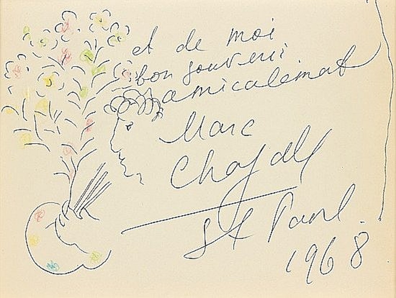 Et de moi, dedicace partielle by Marc Chagall