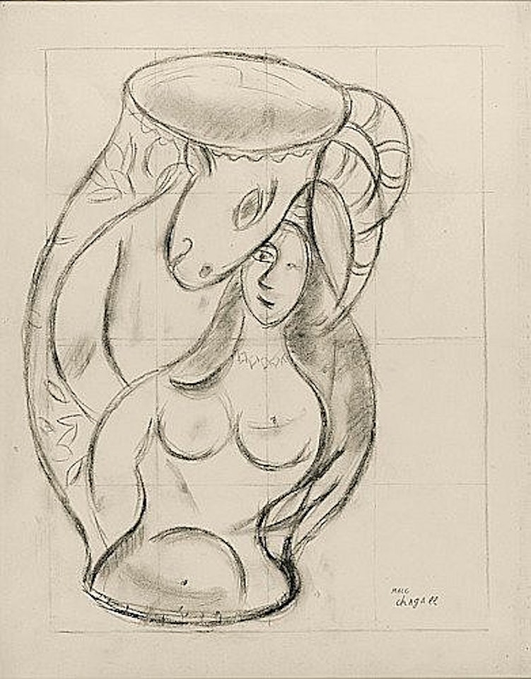 La femme au belier (étude pour une céramique) by Marc Chagall