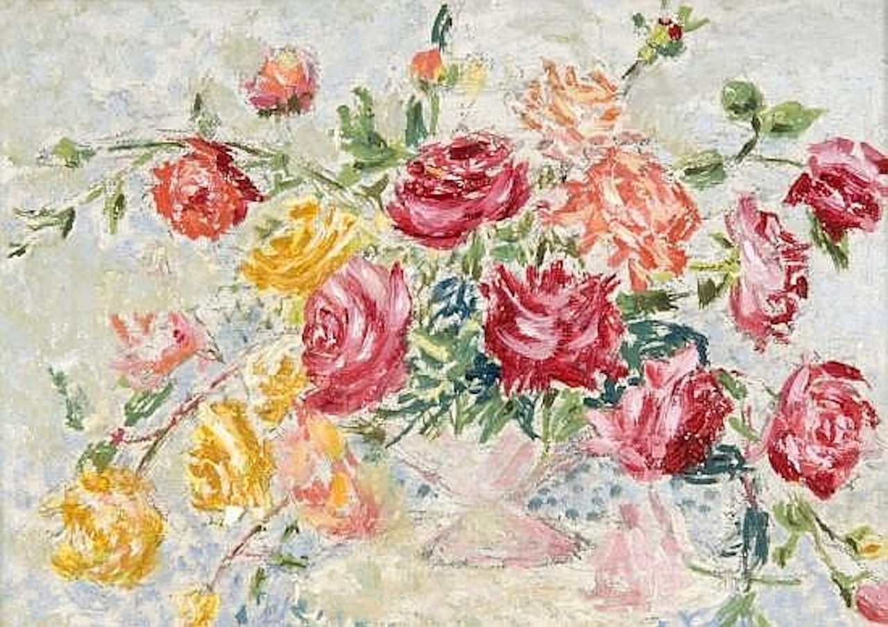 Bouquet de roses dans un vase by Achille Laugé