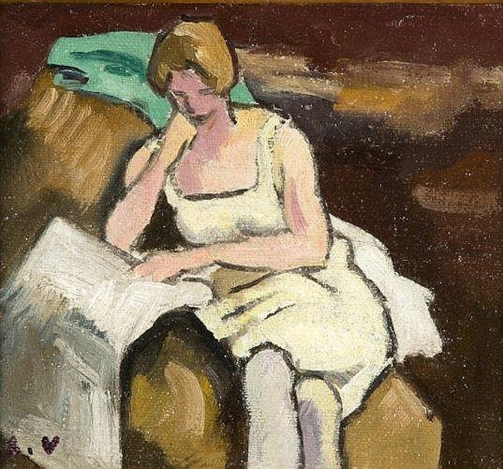 Femme assise lisant by Louis Valtat
