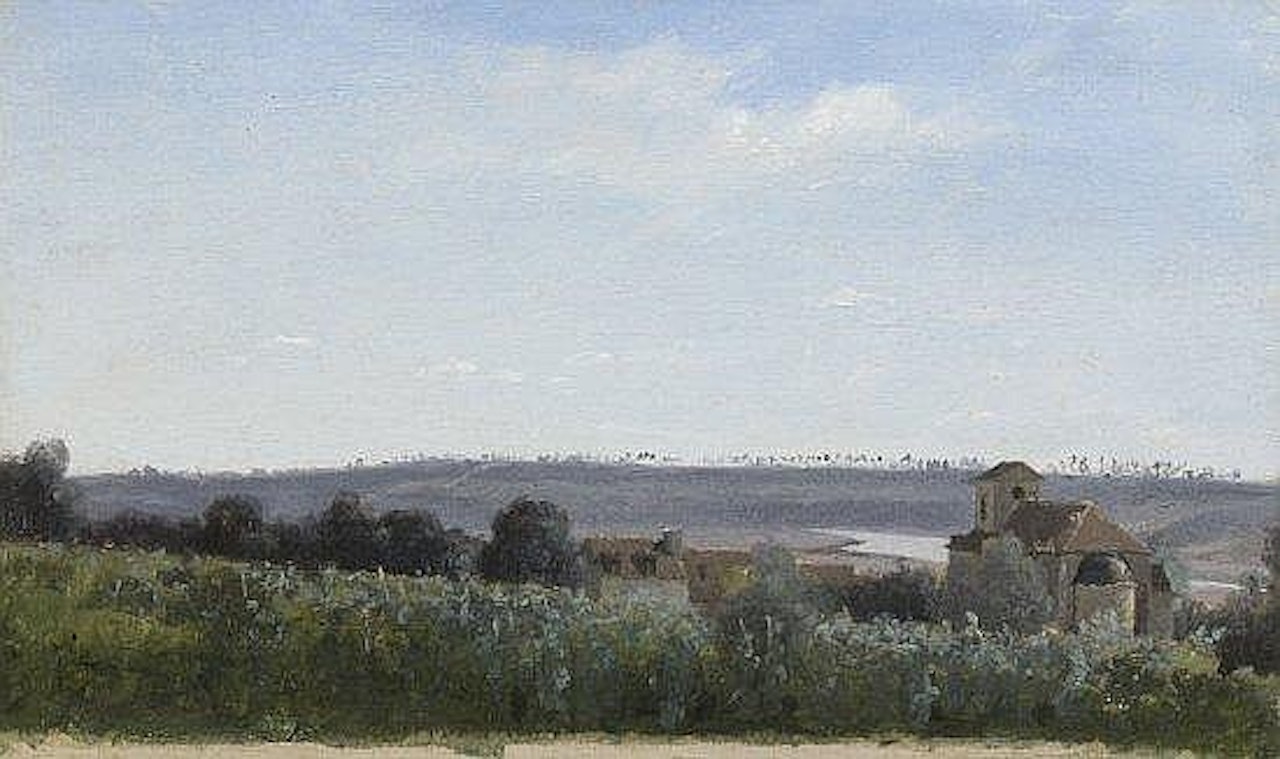Saintry pres Corbeil - vue d'ensemble by Jean Baptiste Camille Corot