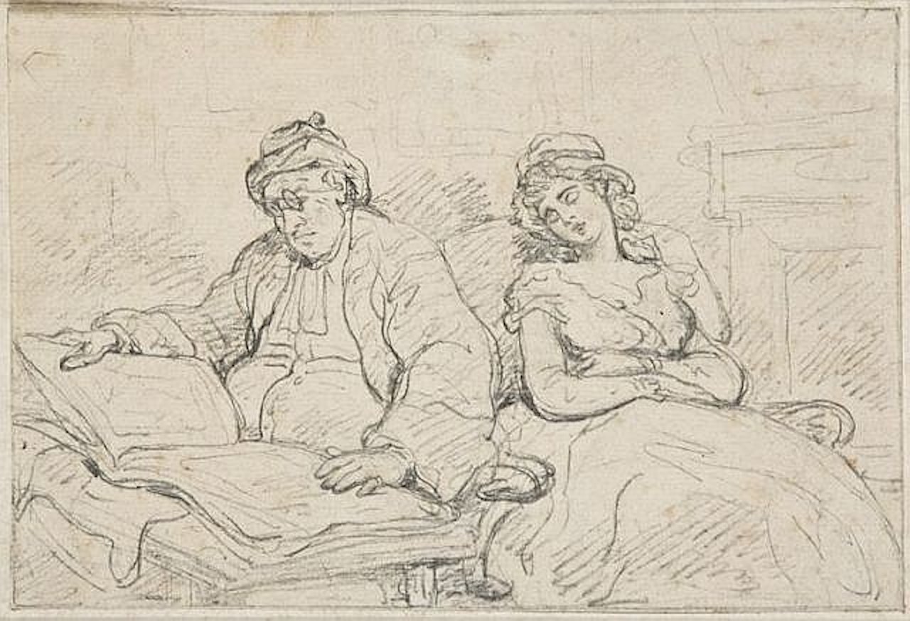 La lecture ou les joies du couple by Thomas Rowlandson