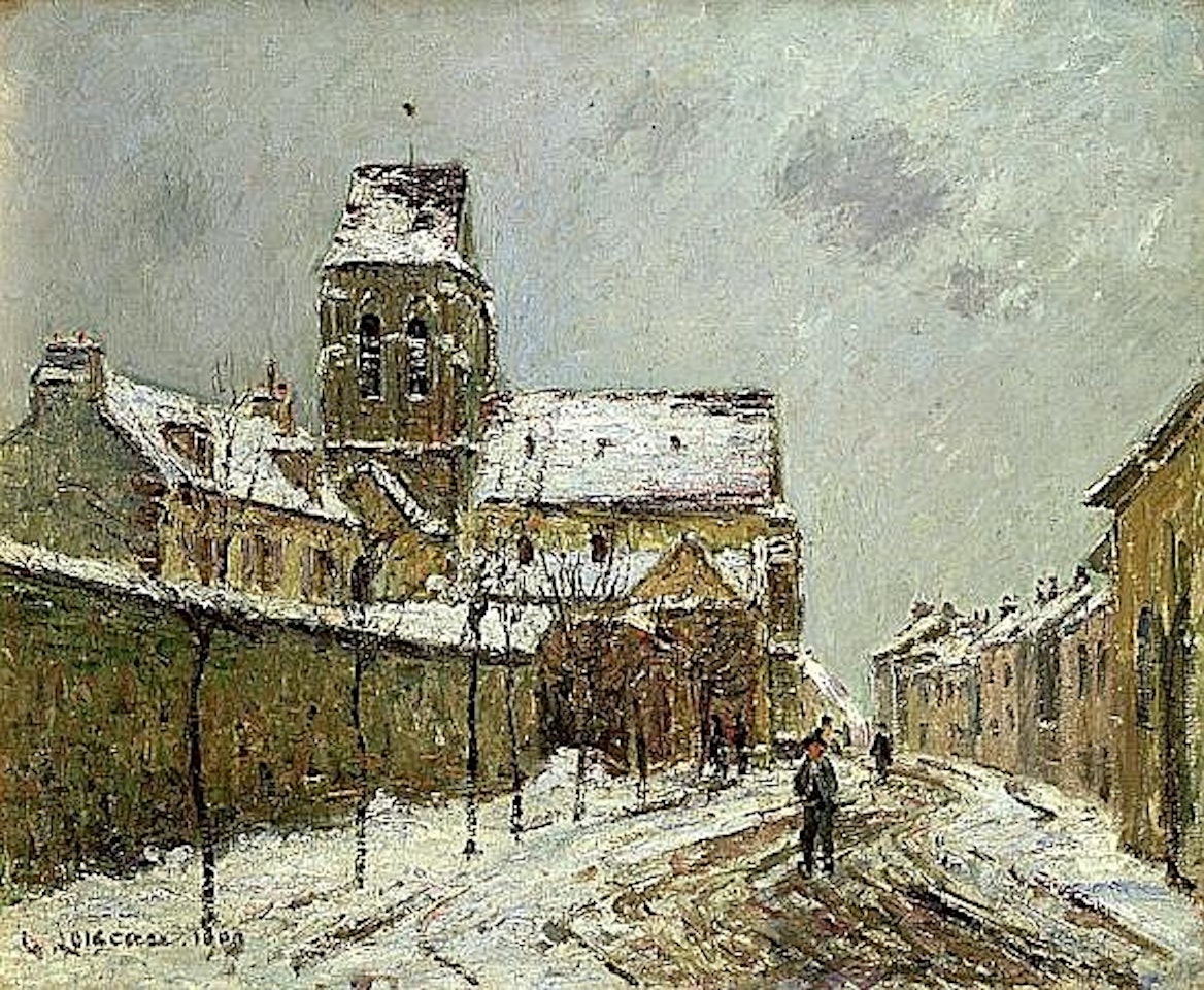 L'eglise de Saint Ouen L'Aumone sous la neige by Gustave Loiseau