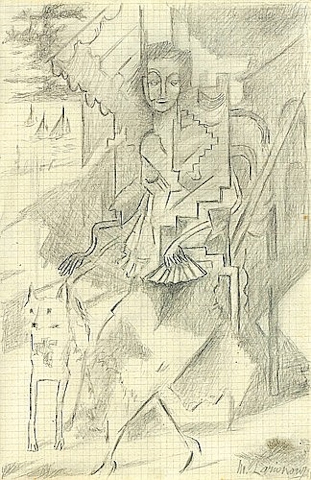 Femme a l'eventail by Mikhail Larionov