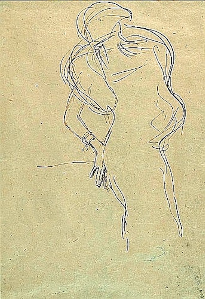 Stellungsstudie mit eingebeugtem arm (recto); Figurate skizze (verso) (Rose Rosthorn) by Gustav Klimt