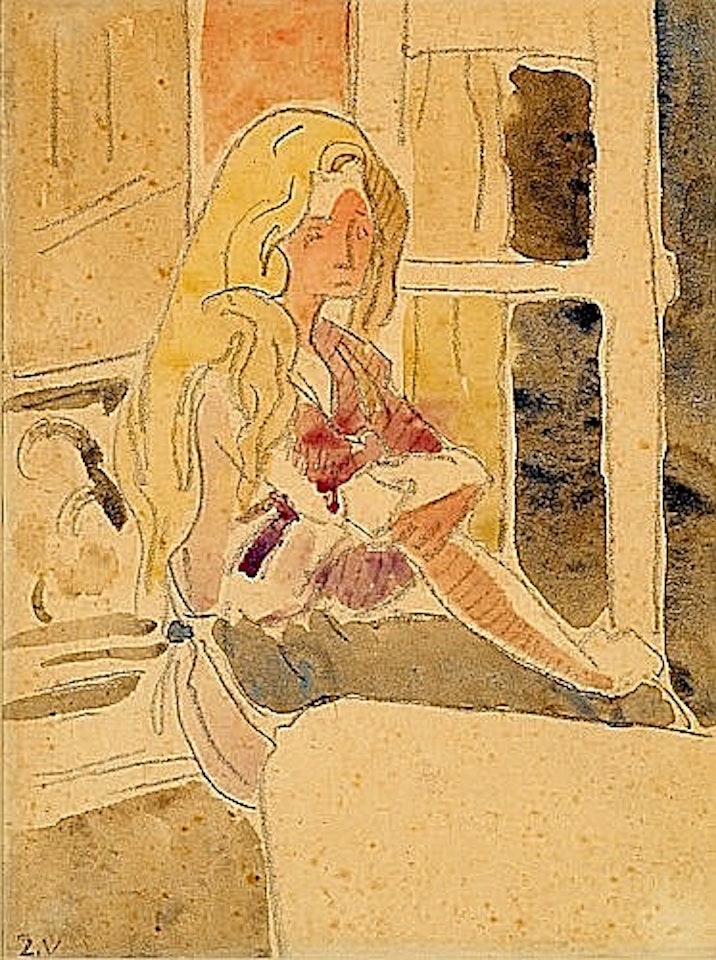 Jeune femme assise en bord de fenêtre by Louis Valtat