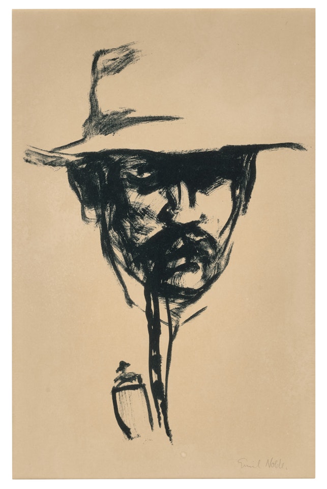 Kopf mit Pfeife, E.N. (Selbstbildnis) (Head with Pipe, Self-Portrait) by Emil Nolde