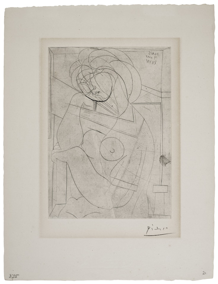 Femme nue assise, la Tête appuyée sur la Main, from La Suite Vollard by Pablo Picasso