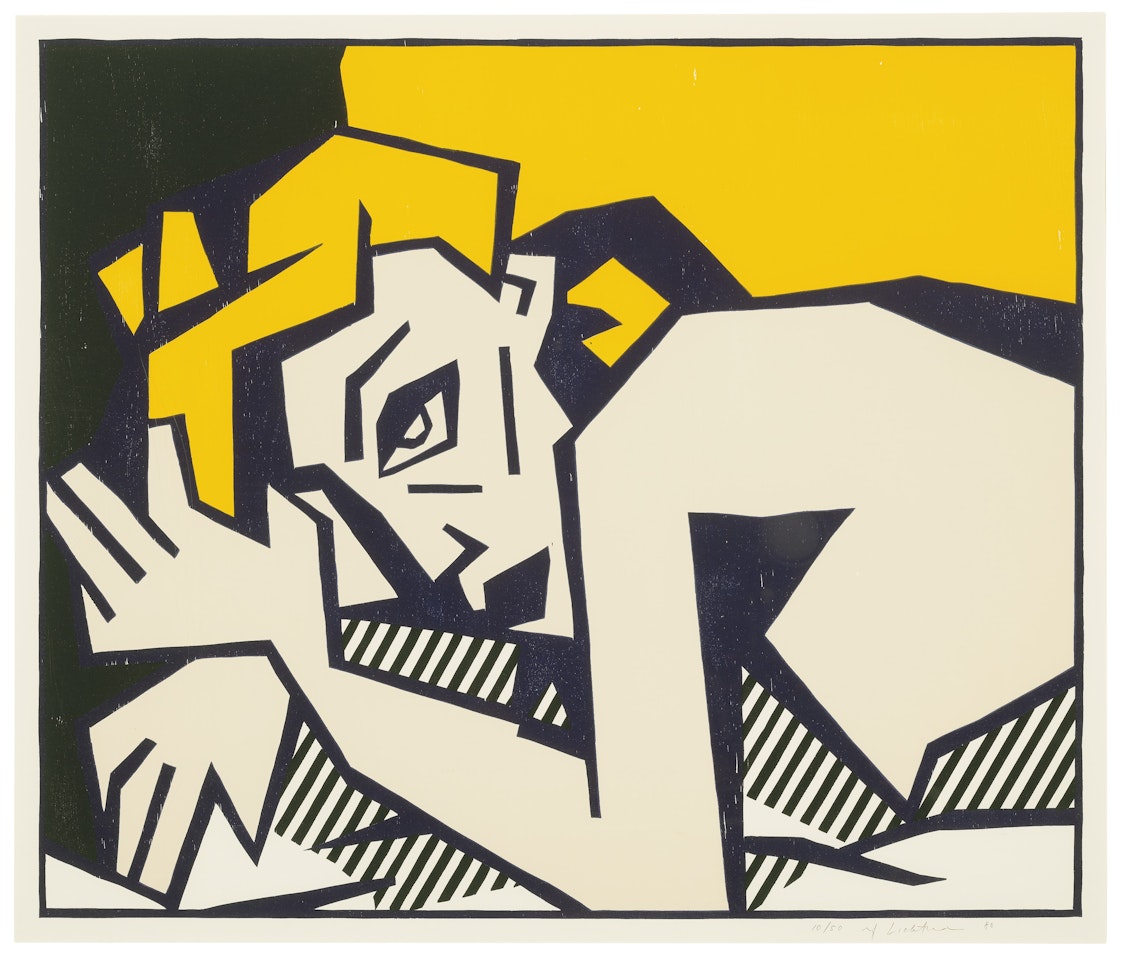 Reclining Nude, from Expressionist Woodcut Series by Roy Lichtenstein