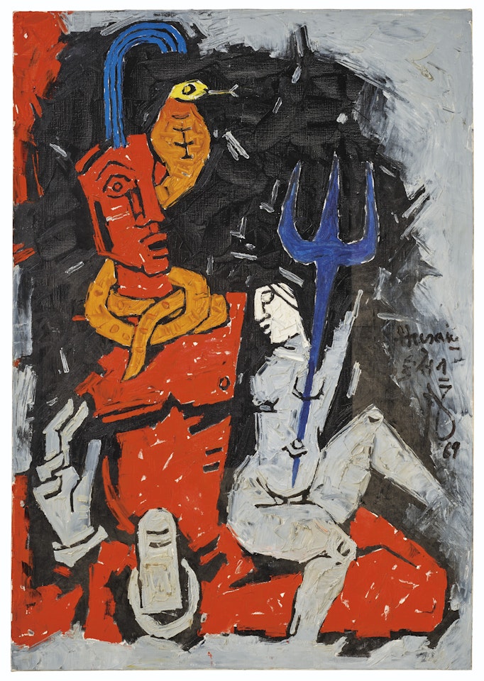 Untitled (Shiva and Parvati) by M.F. Husain