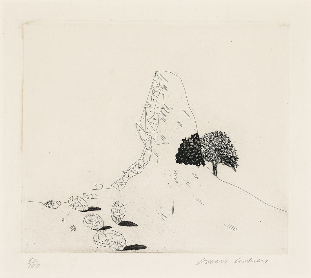 The Glass Mountain shattered, from: Illustrations for Six Fairy Tales from the Brothers Grimm by David Hockney