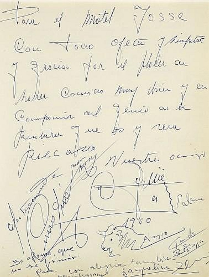 Taureau, page du livre d'or du restaurant Jossé by Pablo Picasso