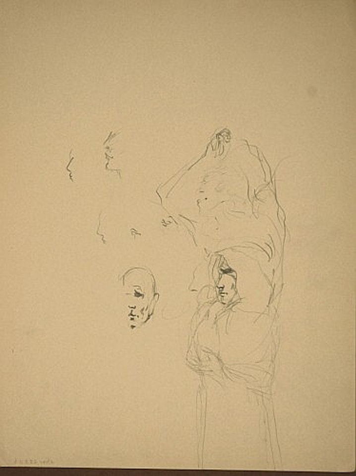 Étude de personnages, d'un verre, d'une cuillère by Salvador Dali