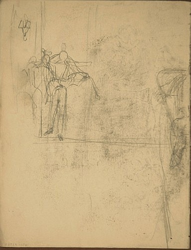 Étude d'images doubles ou inversées; étude de personnages dans un décor by Salvador Dali
