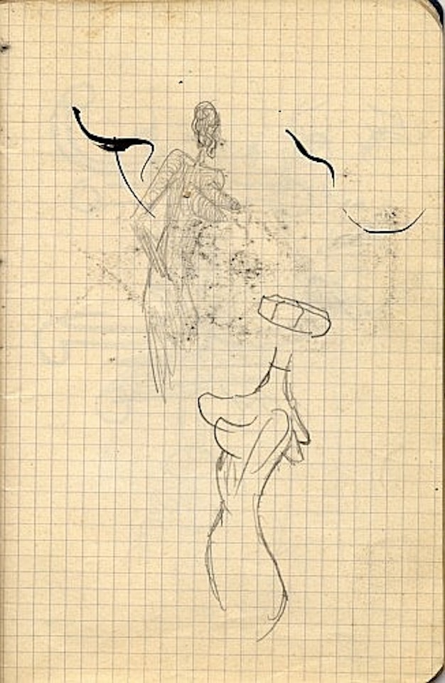 Étude de profil avec une colerette, dessin géométrique, nouvelle silhouette du sex-appeal, étude de cygne, formes en entrelacées by Salvador Dali