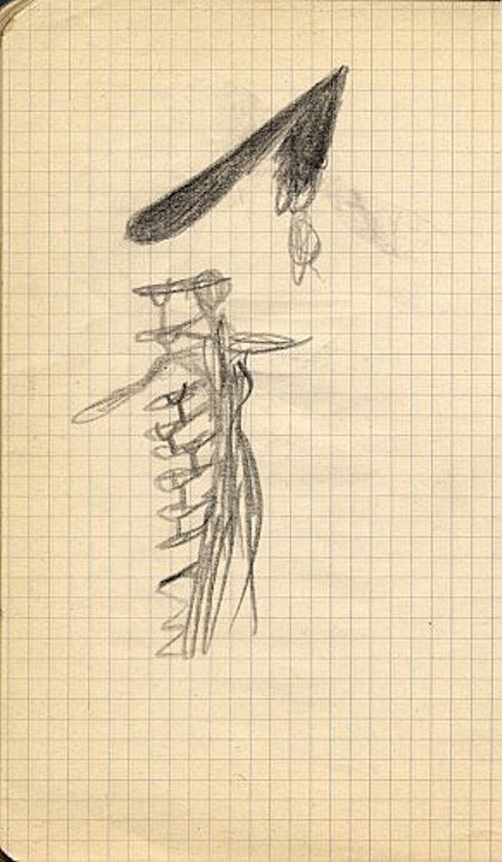 Étude de mode, excroissances Dorsales avec béquilles, dessin érotique, phallus sur béquille, dessin de femme pour la mode avec excroissances by Salvador Dali