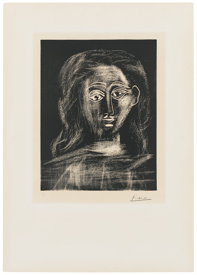 Jacqueline aux cheveux flous, en buste by Pablo Picasso