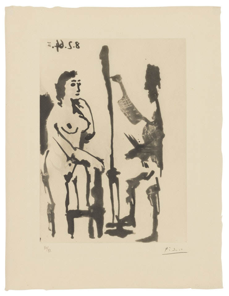 Peintre et modèle accoudé, from: Sable mouvant by Pablo Picasso