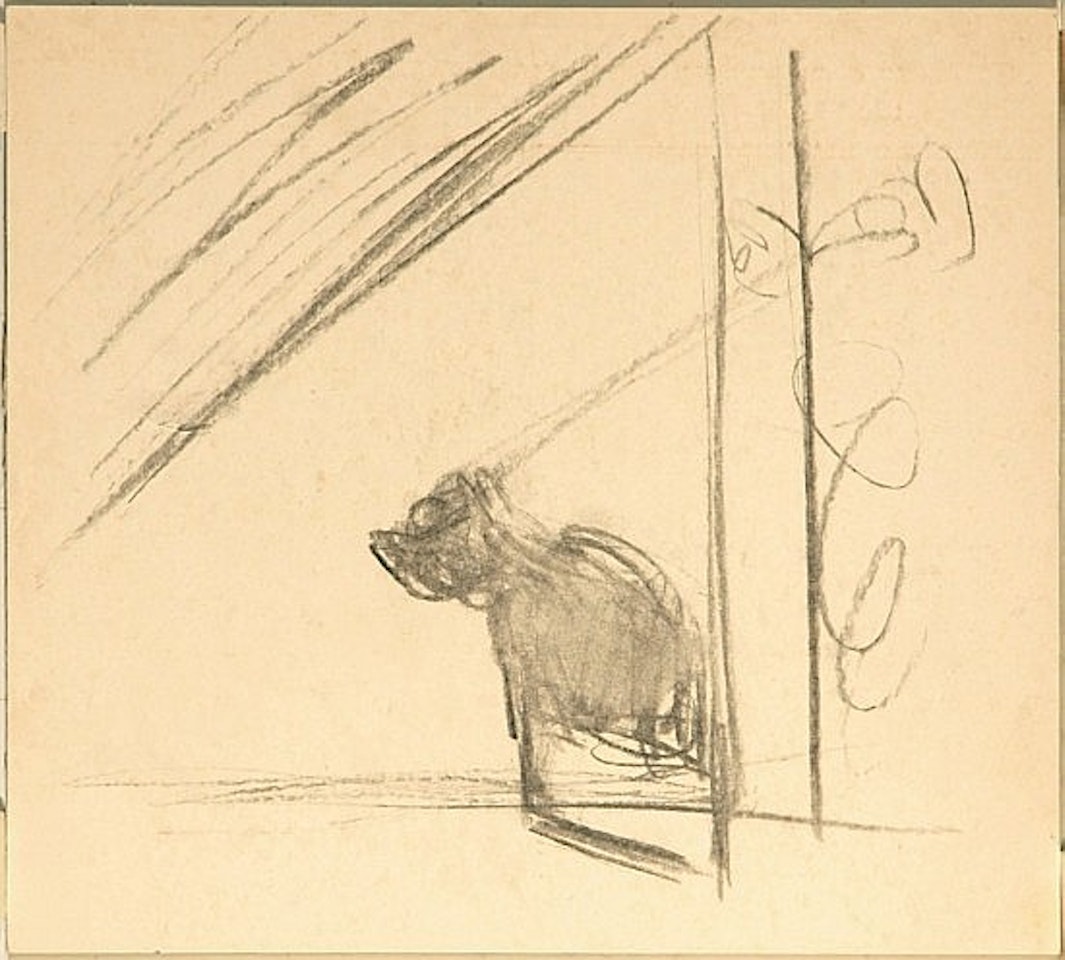 Le chat de pubol, ombre d'un chat pour une peinture en trompe l'œil d'une porte au château de 'Gala' à Pubol by Salvador Dali